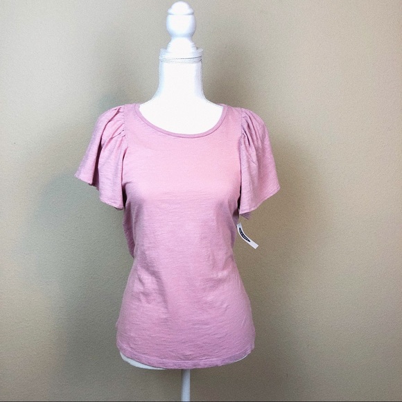 NWT Old Navy Mauve Pink Flutter Short Sleeve Relaxed Shirt T-Shirt Blouse - Picture 6 of 10